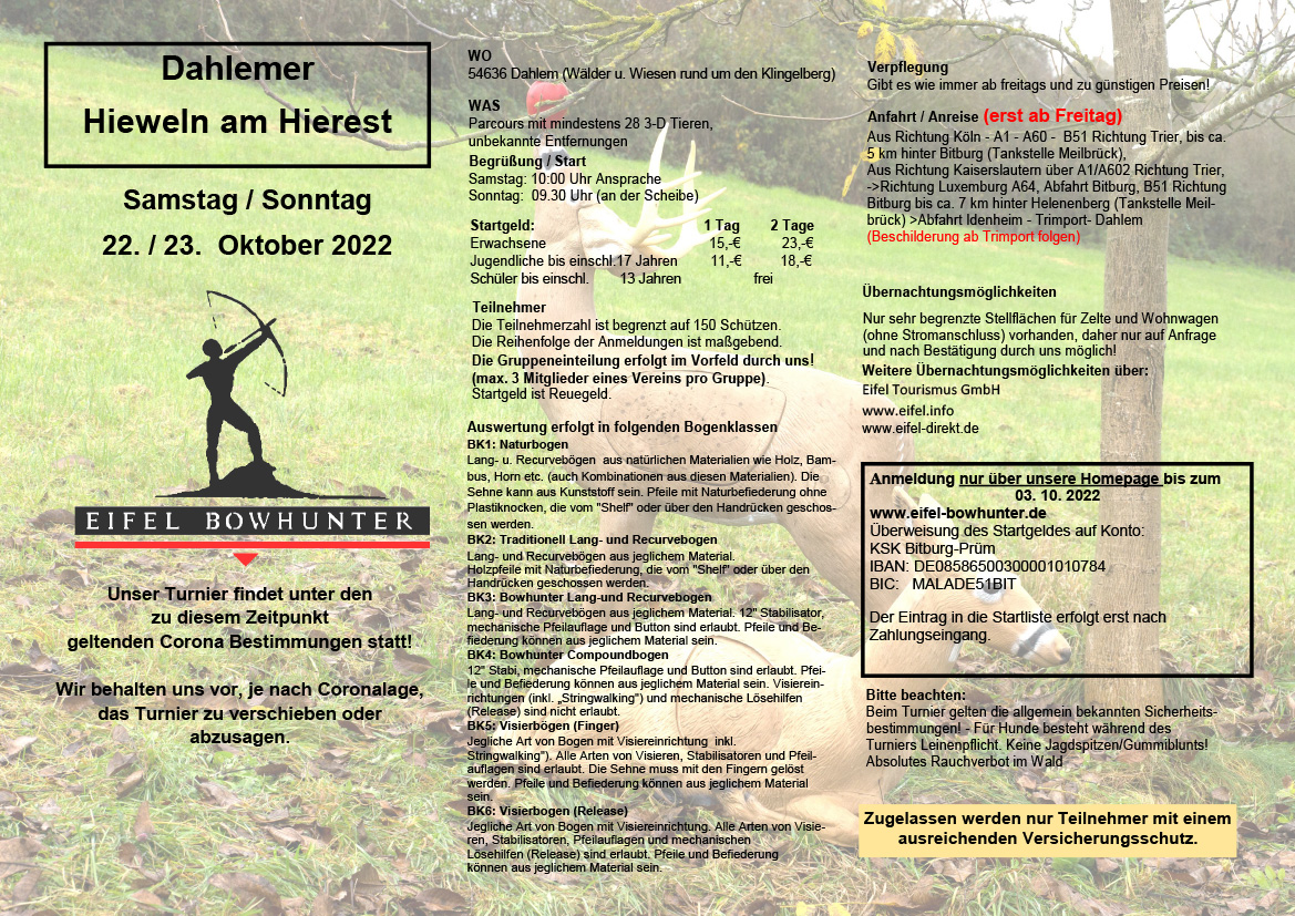 Uitnodiging 3D Eifel Bowhunter Hierest 2022