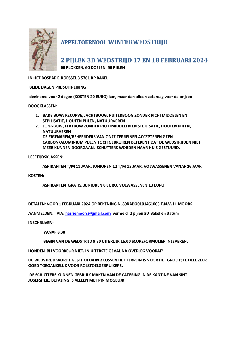 Uitnodiging Appeltoernooi Winterwedstrijd Bakel 2024