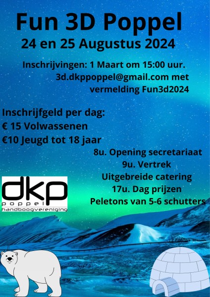 Inschrijving 1 maart 15.00 uur open DKP Poppel Fun 3D
